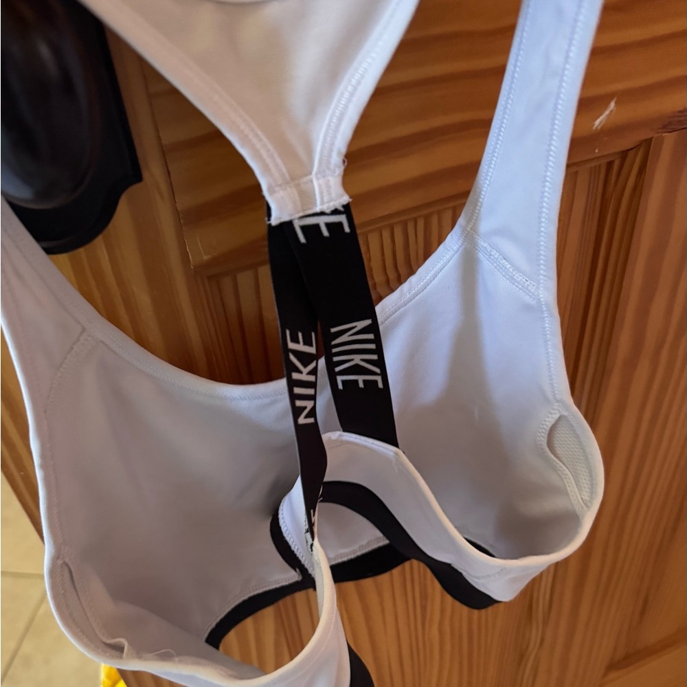 Nike White and Black Racerback Sports Bra - Picture 2 of 3